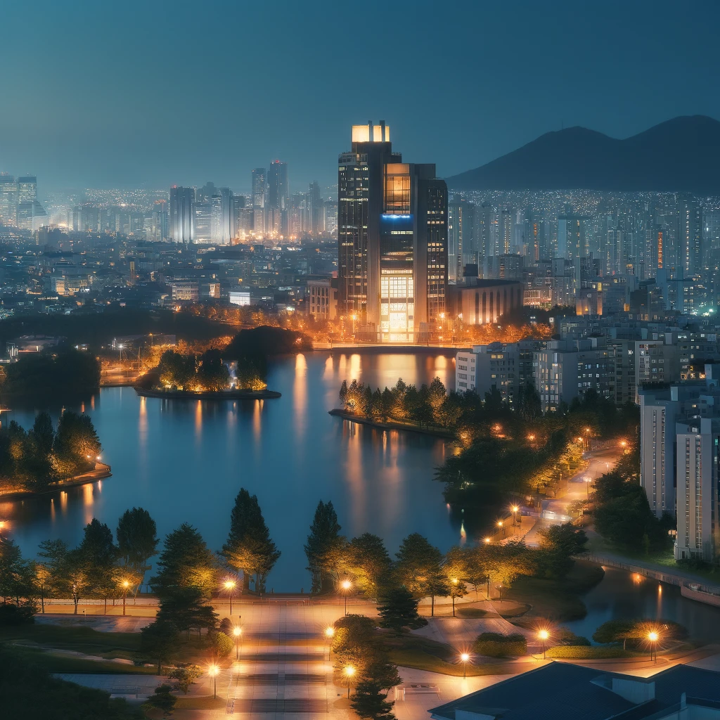 DALL·E 2024-04-04 13.36.22 - Create an image of a beautiful night view in Sejong City, South Korea. The scene captures the.webp